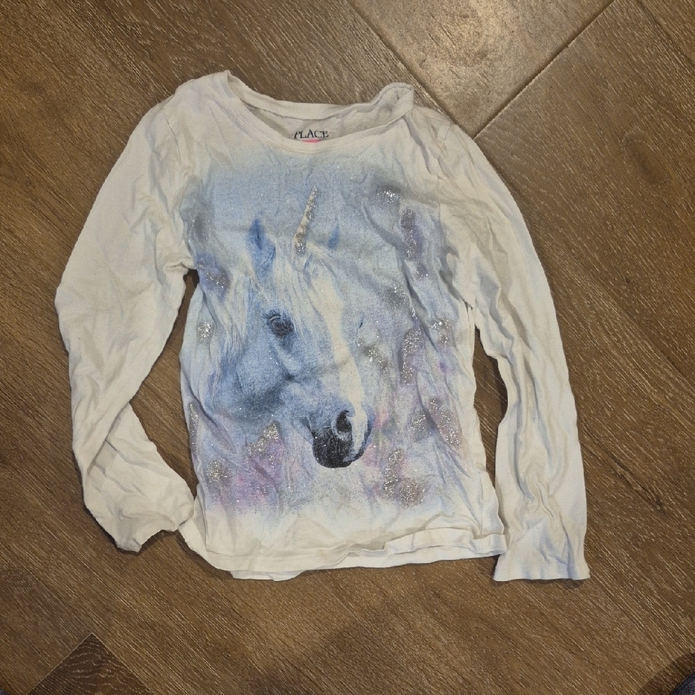 Children's Place White Long Sleeve Tee with Unicorn